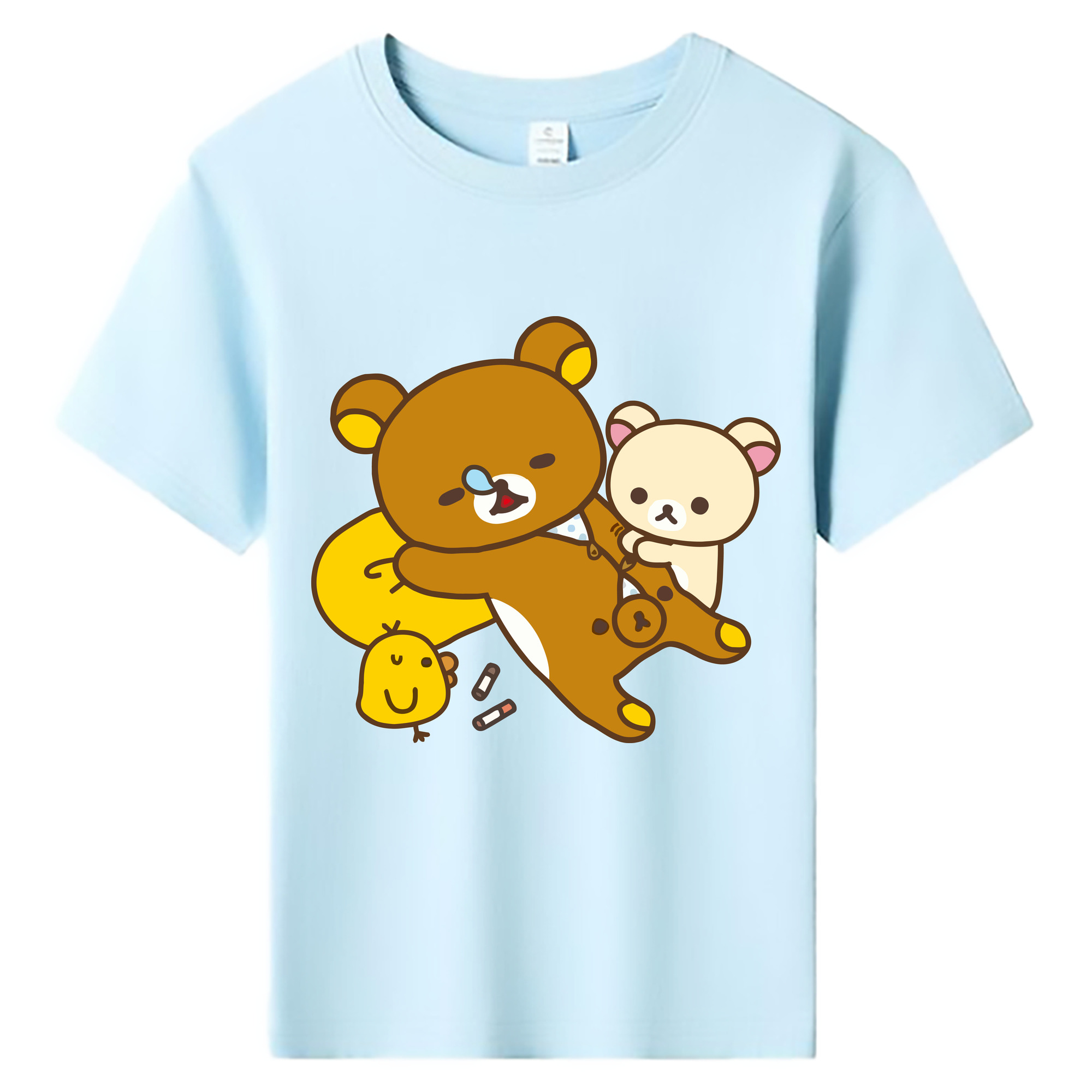 （画像用） リラックマ リラックマ キイロイトリ Rilakkuma Korilakkuma Kiiroitori 綿100％キッズTシャツ（フロントプリント）